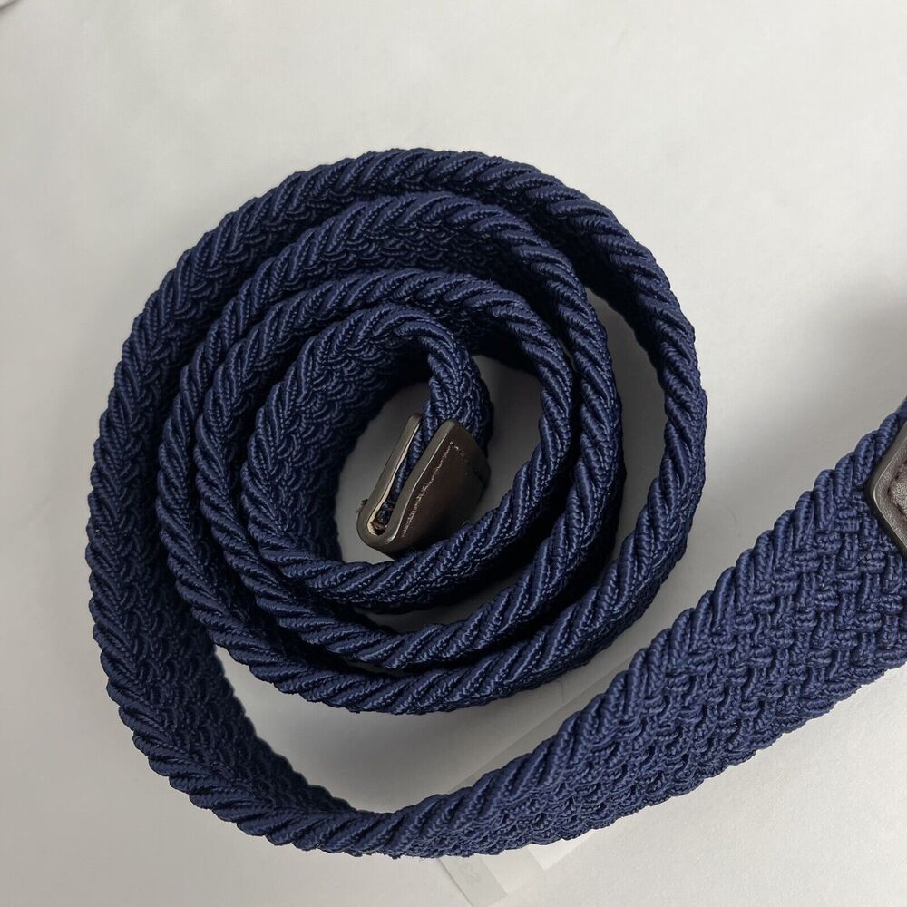 Izod Belt Navy Mens Size Medium 34-36 Braided Fabric Elastic Woven Stretch Golf - Picture 4 of 7